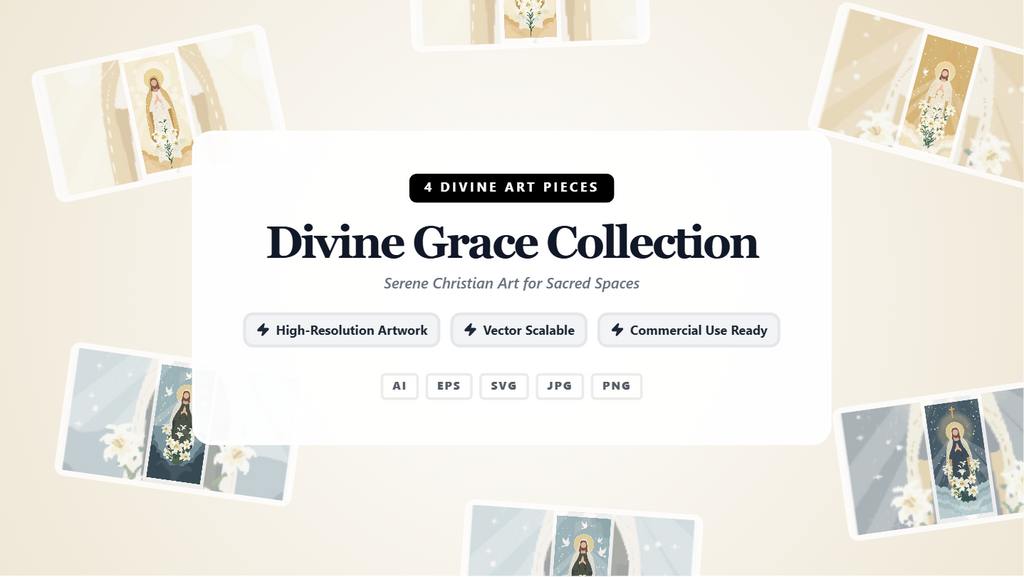 Divine Grace Christian Art Social Media Banners – Serene Vector Collection