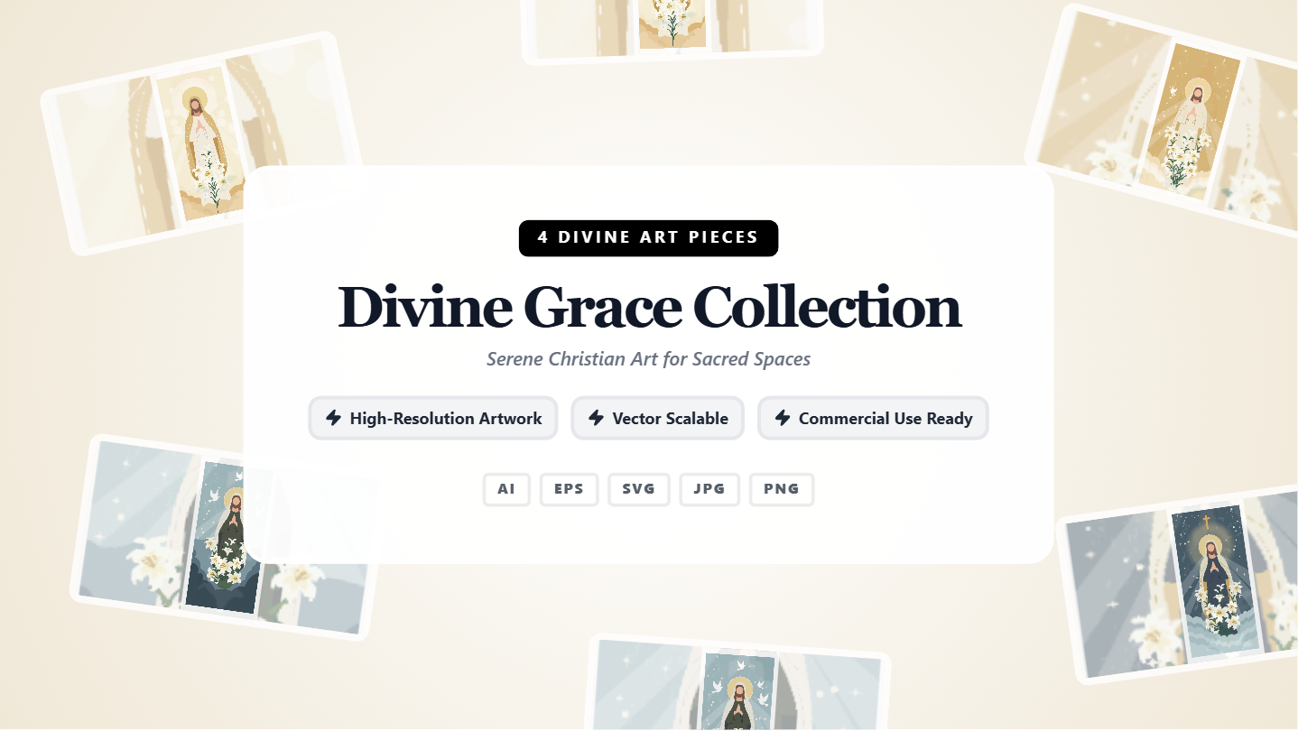 Divine Grace Christian Art Social Media Banners – Serene Vector Collection