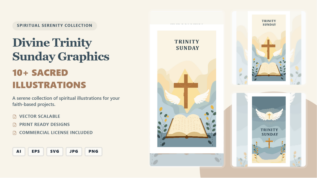 Divine Trinity Sunday Graphics Social Media Banners – Sacred Illustrations Pack