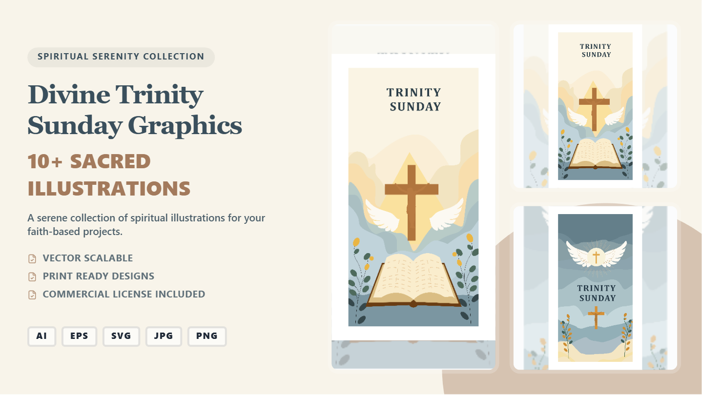 Divine Trinity Sunday Graphics Social Media Banners – Sacred Illustrations Pack