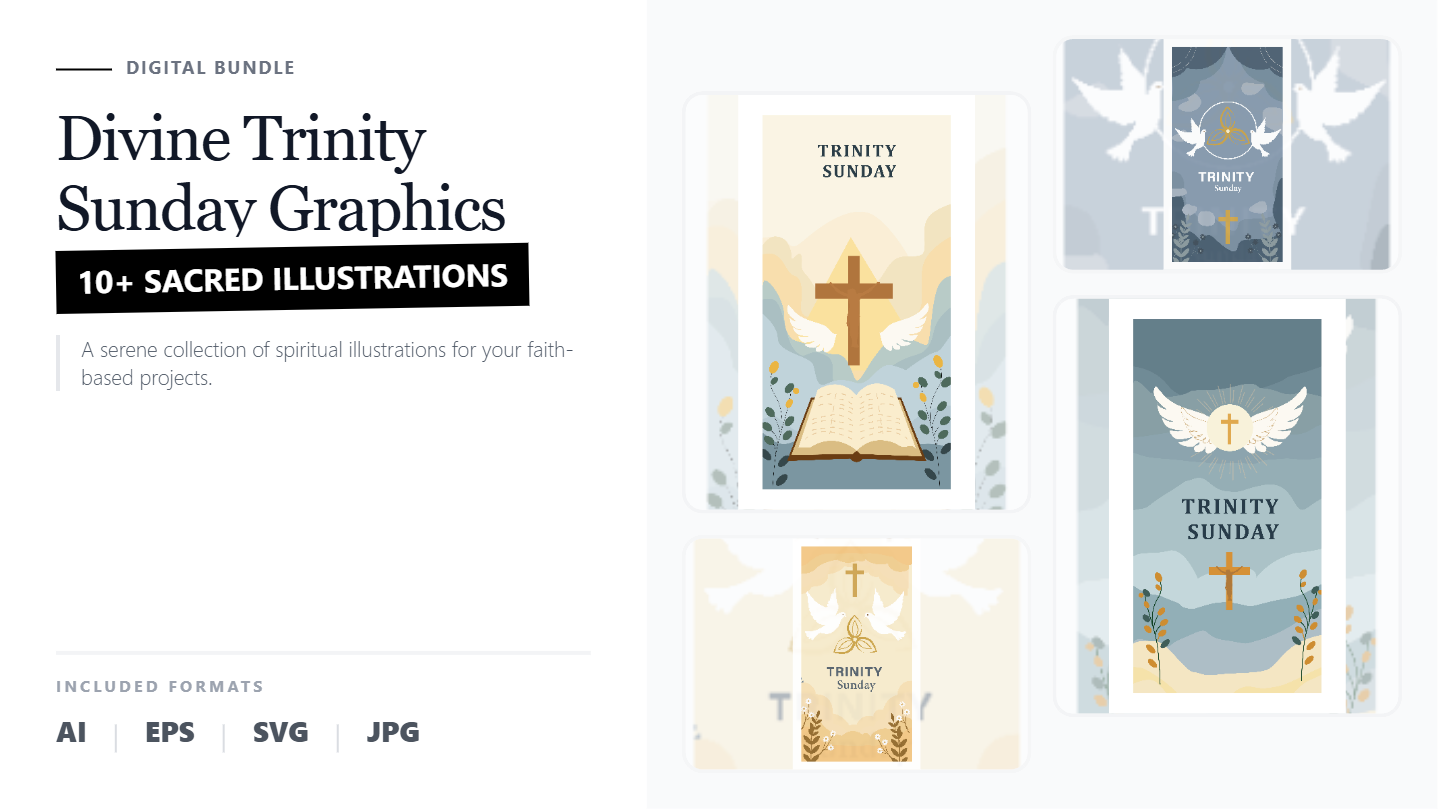 Divine Trinity Sunday Graphics Social Media Banners – Sacred Illustrations Pack