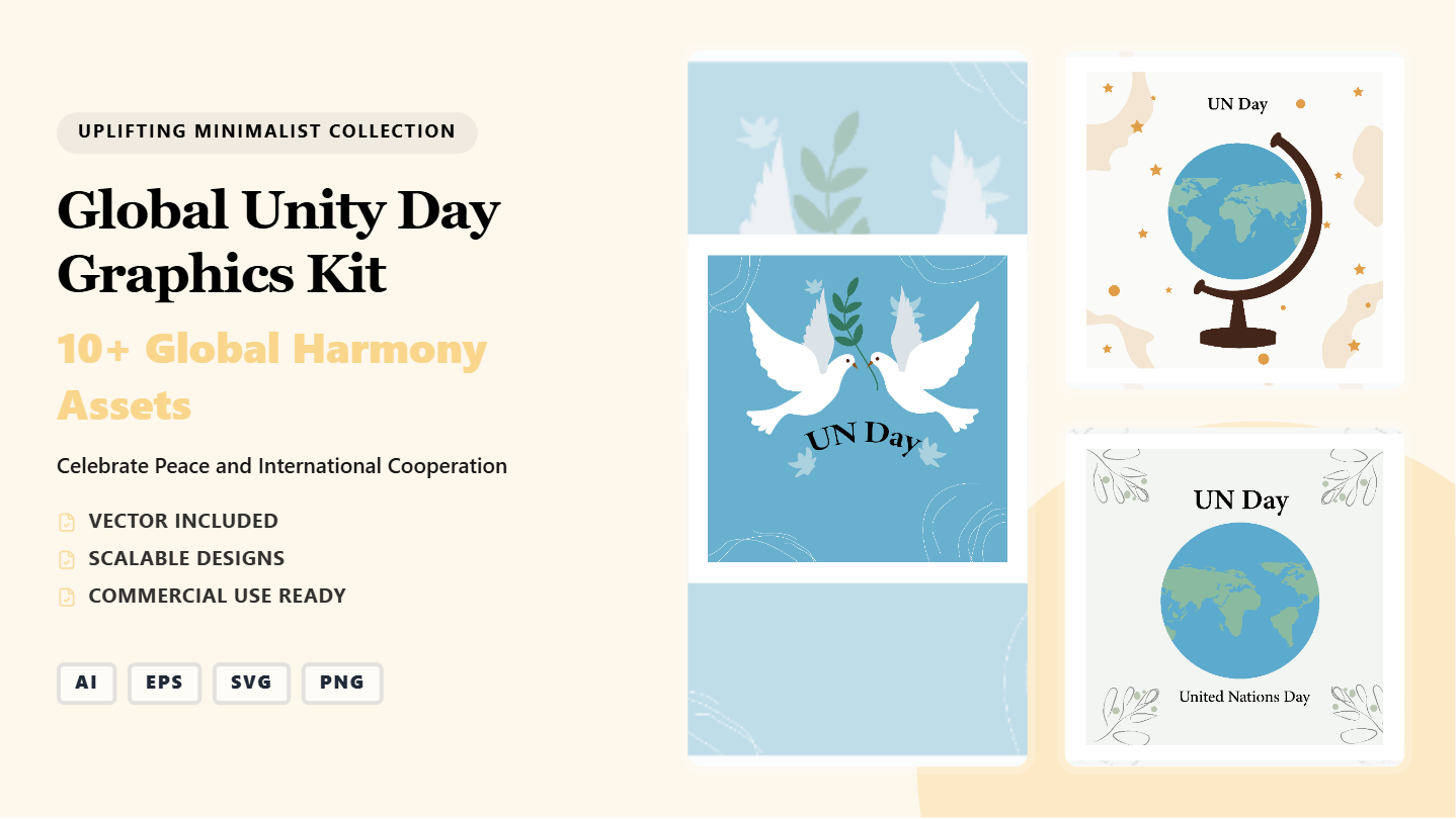 Global Unity Day Social Media Banners – Uplifting Minimalist Graphics Kit