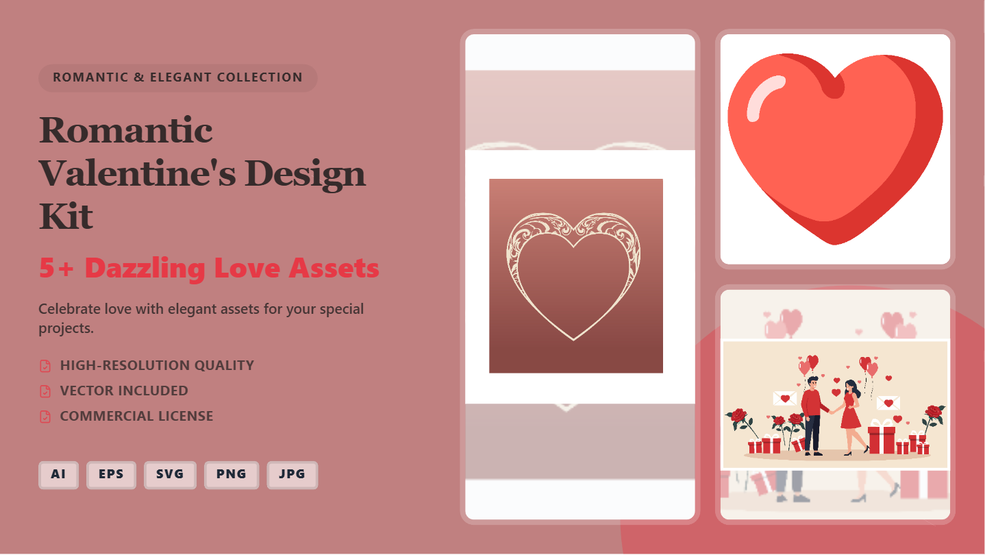 Romantic Valentine's Social Media Banner Kit – Dazzling Love Assets
