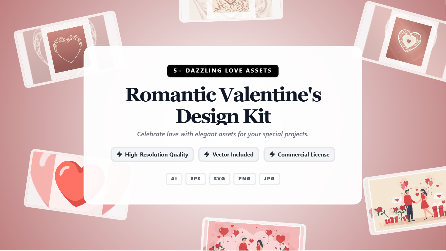 Romantic Valentine's Social Media Banner Kit – Dazzling Love Assets