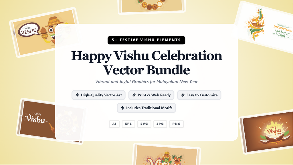 Happy Vishu Celebration Social Media Banners – Festive Vector Graphics Bundle