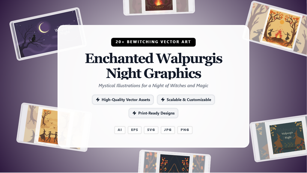 Enchanted Walpurgis Night Social Media Banners – Mystical Vector Graphics Pack