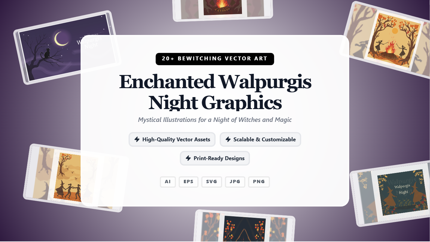 Enchanted Walpurgis Night Social Media Banners – Mystical Vector Graphics Pack