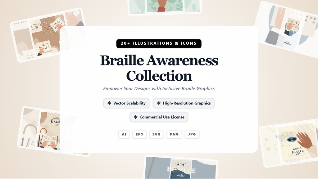 Braille Awareness Collection Social Media Banners – Inclusive Vector Graphics