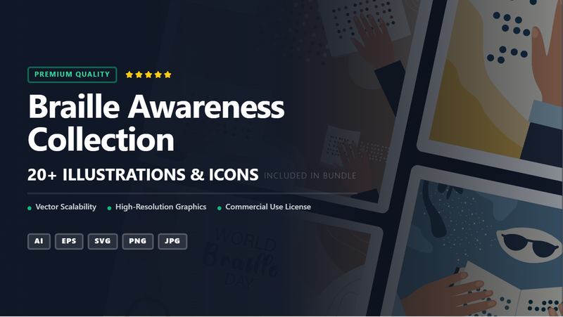Braille Awareness Collection Social Media Banners – Inclusive Vector Graphics