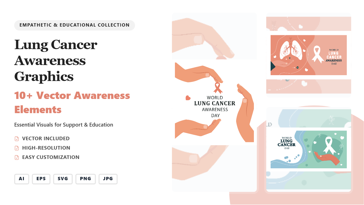 Lung Cancer Awareness Social Media Banners – Vector & Editable Graphics