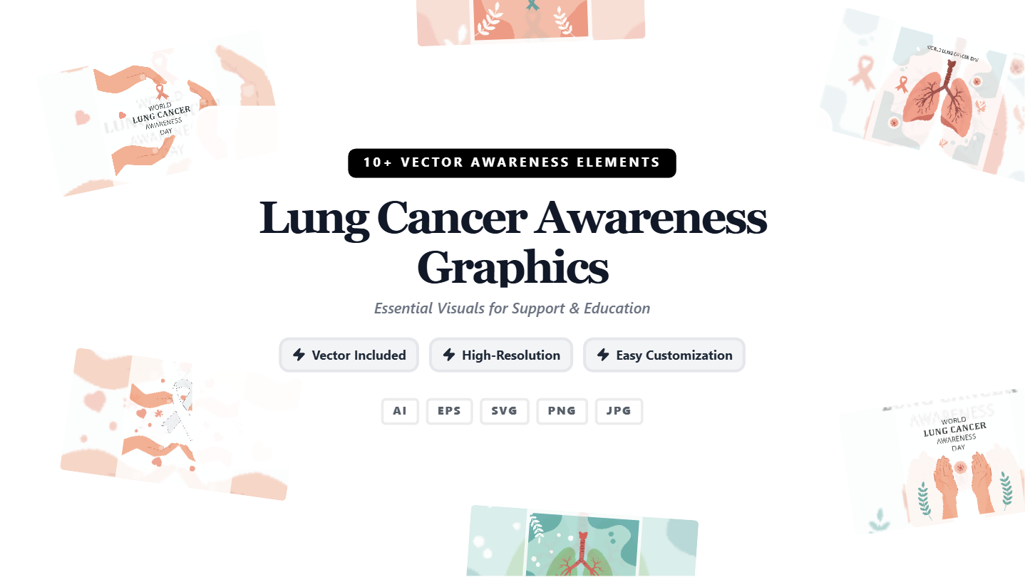 Lung Cancer Awareness Social Media Banners – Vector & Editable Graphics