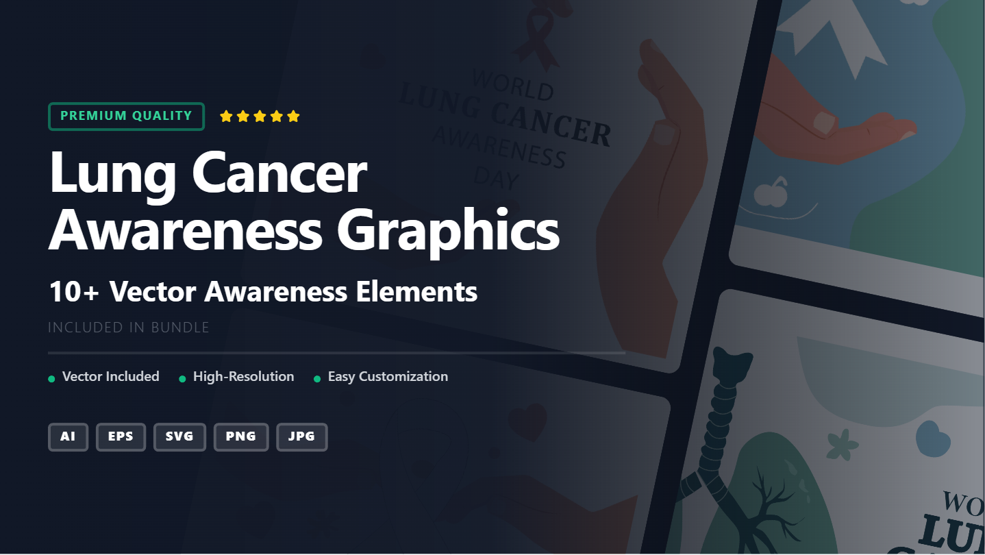 Lung Cancer Awareness Social Media Banners – Vector & Editable Graphics