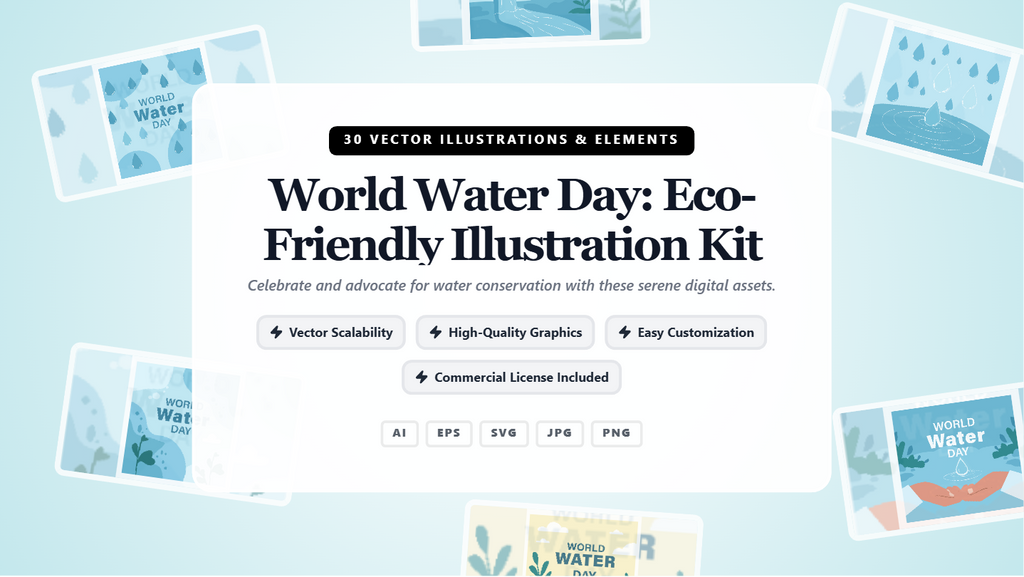 Eco-Friendly World Water Day Social Media Banner Kit – Vector Illustrations & Templates