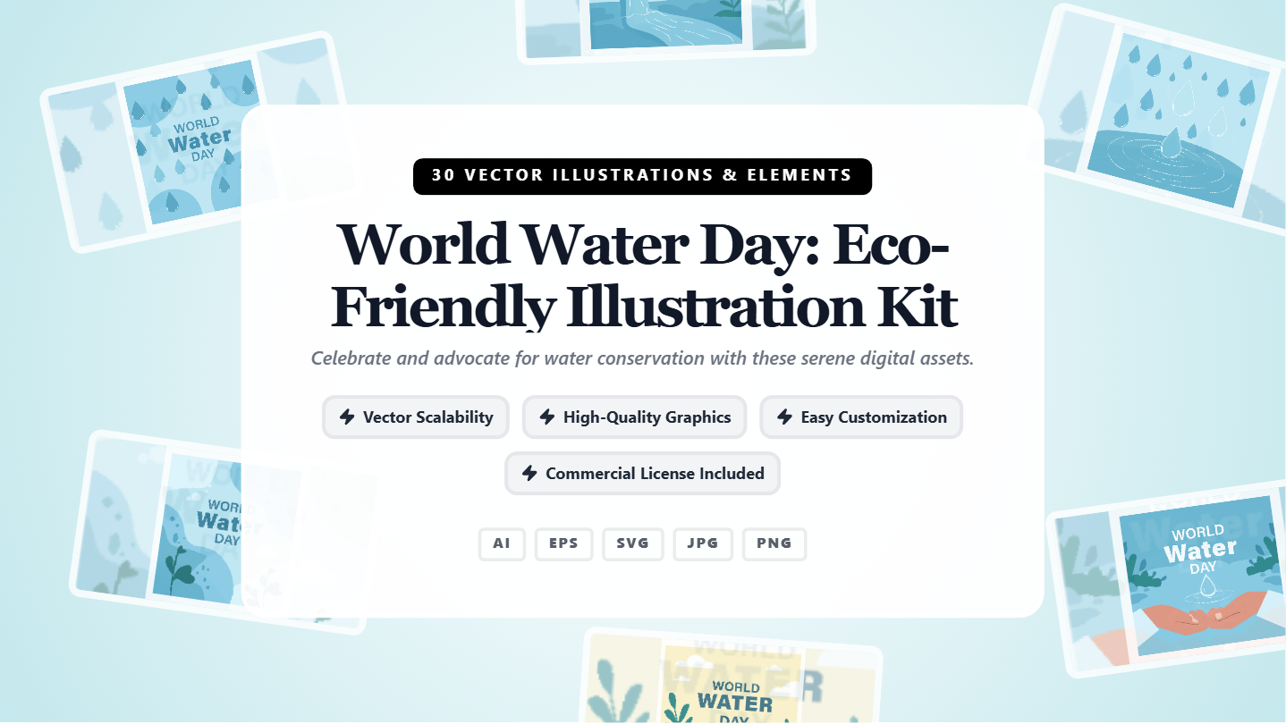 Eco-Friendly World Water Day Social Media Banner Kit – Vector Illustrations & Templates