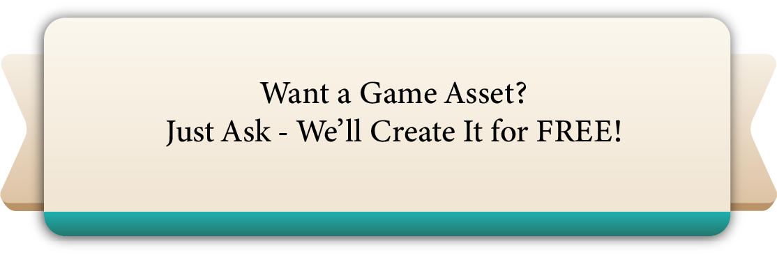 Custom game asset request banner – free asset creation offer from FreeGameAssets2D