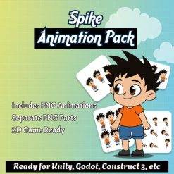 Cartoon Spike character with spiky hair and determined expression – free 2D game character asset