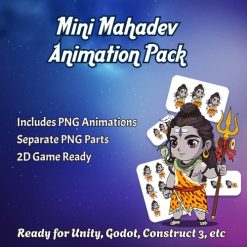 Cartoon Mini Mahadev character with trident and divine attire – free 2D game character asset